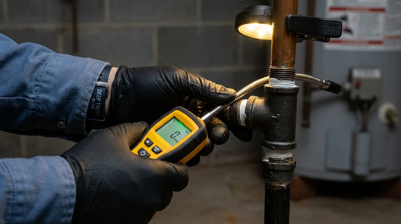 Gas leak detection with electronic sniffer by Johns Plumbing LLC in Catawba