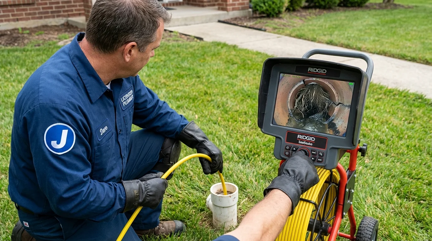 Sewer camera inspection being performed by Johns Plumbing LLC in Catawba