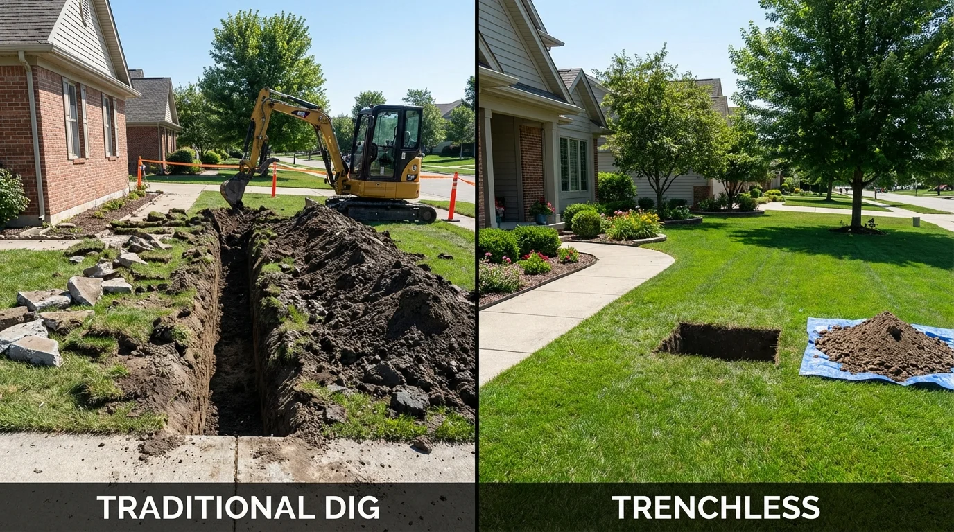 Trenchless sewer repair with minimal yard damage versus traditional excavation in Catawba, SC